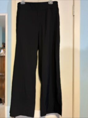 Black Wide-Leg Pull-On Pants with Smooth Drape